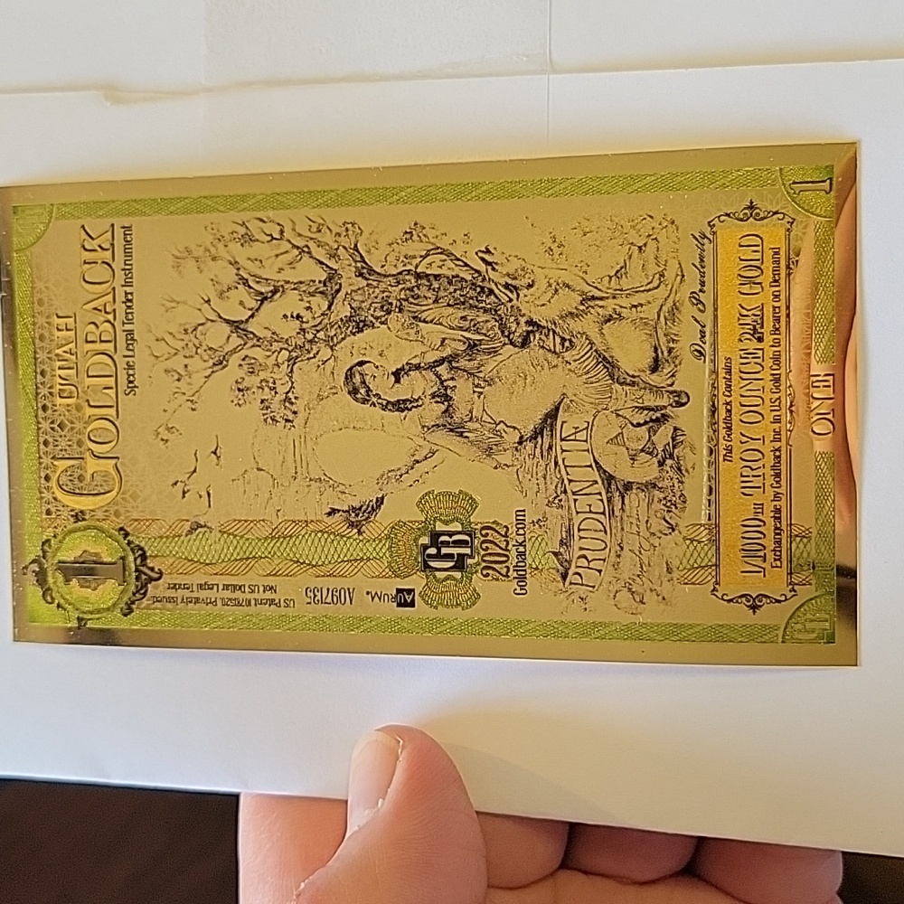 🌟Utah GoldBack 1/1000 Troy Oz 24k Gold Legal Tender Gold Investment  MINT - Picture 2 of 6